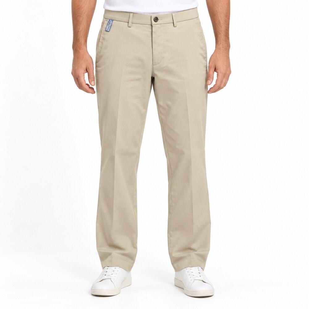 NEW Haggar Pants Mens 36x32 Beige Premium No Iron Khaki Straight Fit Stretch